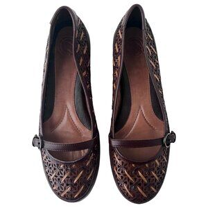 Nurture Jill Woven Leather Mary Jane Flats | Brown | 8.5